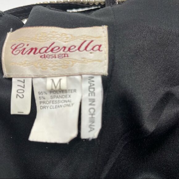 Cinderella Design Studded One Shoulder Black Long Gown MEDIUM - Picture 12 of 16
